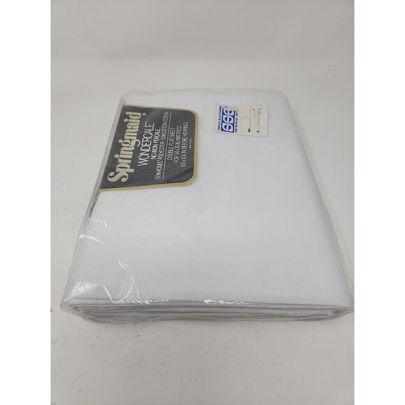 Springmaid Wondercale Percale Double Size Flat Sheet NOS White 81 X 104 No IRON - Picture 4 of 10